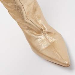 Jimmy Choo Metallic Gold Leather Knee Length Boots Size 41