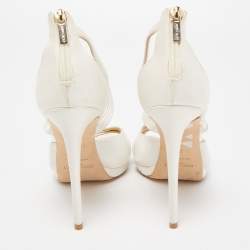 مملوكة مسبقًا Jimmy Choo White Satin Ankle Strap Sandals Size 39