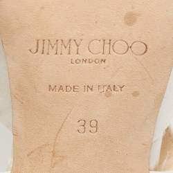 مملوكة مسبقًا Jimmy Choo White Satin Ankle Strap Sandals Size 39