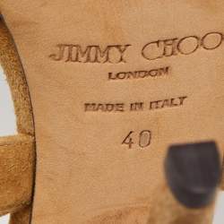 Pre Owned Jimmy Choo Brown Suede Vamp Platform Stappy Sandals Size 40