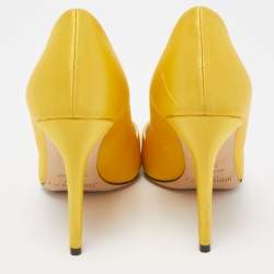 Pre Owned Jimmy Choo Yellow Satin Manda Pumps Size 37.5