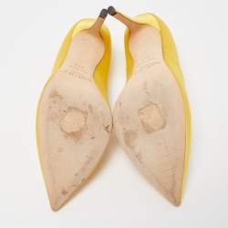 Pre Owned Jimmy Choo Yellow Satin Manda Pumps Size 37.5