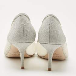 مملوكة مسبقًا Jimmy Choo Silver Mesh Glitter and Mesh Love Pumps Size 36