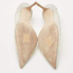 مملوكة مسبقًا Jimmy Choo Silver Mesh Glitter and Mesh Love Pumps Size 36