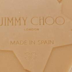 Pre Owned Jimmy Choo Silver Leather Logo Embossed Deedee Cork Platform Wedge Sandals Size 38