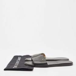 Pre Owned Jimmy Choo Black Leather Minea Flat Slides Size 39