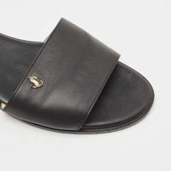 Pre Owned Jimmy Choo Black Leather Minea Flat Slides Size 39