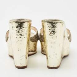 مملوكة مسبقًا Jimmy Choo Metallic Tweed Perfume Wedge Sandals Size 40