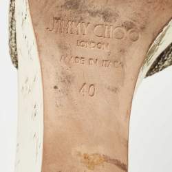 مملوكة مسبقًا Jimmy Choo Metallic Tweed Perfume Wedge Sandals Size 40