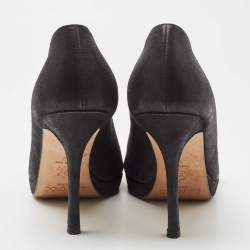 Jimmy Choo Black Nubuck Leather Open Toe Pumps Size 38