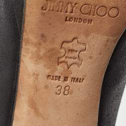 Jimmy Choo Black Nubuck Leather Open Toe Pumps Size 38