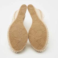 Pre Owned Jimmy Choo Off White Leather Dakota Wedge Sandals Size 39