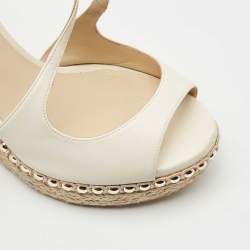 Pre Owned Jimmy Choo Off White Leather Dakota Wedge Sandals Size 39