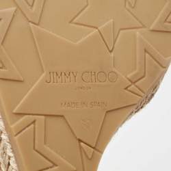 Pre Owned Jimmy Choo Off White Leather Dakota Wedge Sandals Size 39