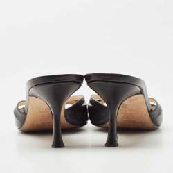 Pre Owned Jimmy Choo Black Leather  Slides Sandals Size 39