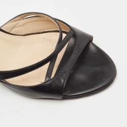 Pre Owned Jimmy Choo Black Leather  Slides Sandals Size 39