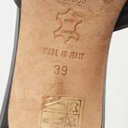 Pre Owned Jimmy Choo Black Leather  Slides Sandals Size 39