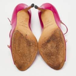 Pre Owned Jimmy Choo Pink Patent Leather T-Strap Peep Toe Pumps Size 39