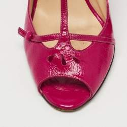 Pre Owned Jimmy Choo Pink Patent Leather T-Strap Peep Toe Pumps Size 39
