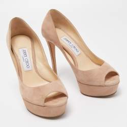 Pre Owned Jimmy Choo Beige Suede Dahlia Pumps Size 37