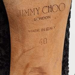 Pre Owned Jimmy Choo Black Mesh and Suede Open Toe Ankle Boots Size 40 