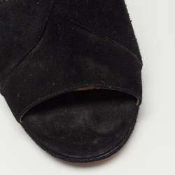 Pre Owned Jimmy Choo Black Mesh and Suede Open Toe Ankle Boots Size 40 