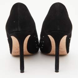 مملوكة مسبقًا Jimmy Choo Black Suede Romy Crystal Embellished Pointed Toe Pumps Size 37.5