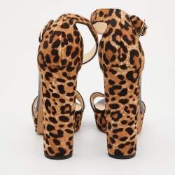 مملوكة مسبقًا Jimmy Choo Two Tone Leopard Print Calf Holly Sandals Size 38.5