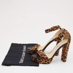 مملوكة مسبقًا Jimmy Choo Two Tone Leopard Print Calf Holly Sandals Size 38.5