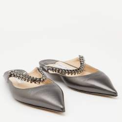 Jimmy Choo Metallic Leather Pointed Toe Mules Size 39