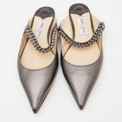 Jimmy Choo Metallic Leather Pointed Toe Mules Size 39