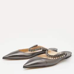 Jimmy Choo Metallic Leather Pointed Toe Mules Size 39
