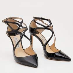 Pre Owned Jimmy Choo Black Patent Leather Lancer Pumps Size 39