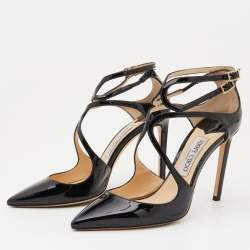 Pre Owned Jimmy Choo Black Patent Leather Lancer Pumps Size 39