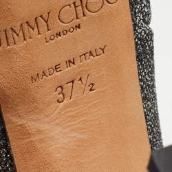 Pre Owned صندل جيمي تشو ابريل سير متعاكس نعل سميك كعب سميك قطيفة بني مقاس 37.5