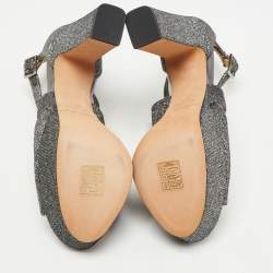 Pre Owned صندل جيمي تشو ابريل سير متعاكس نعل سميك كعب سميك قطيفة بني مقاس 37.5