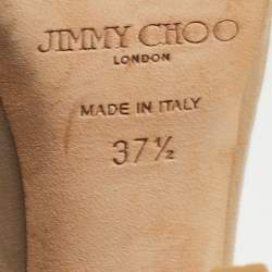 Pre Owned Jimmy Choo Beige Suede And Satin Crystal Embellished Kani Platform Sandals Size 37.5