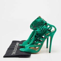 Jimmy Choo Green Suede Cut Out Sandals Size 38.5