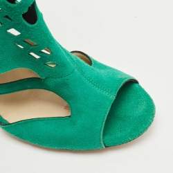 Jimmy Choo Green Suede Cut Out Sandals Size 38.5