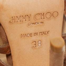 Pre Owned Jimmy Choo Brown Suede and Leather Strappy Open Toe Sandals Size 38