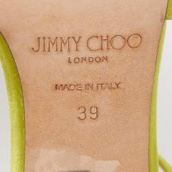 Pre Owned Jimmy Choo Green Satin Ankle Strap Sandals Size 39