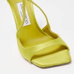Pre Owned Jimmy Choo Green Satin Ankle Strap Sandals Size 39
