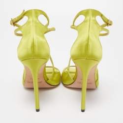 Pre Owned Jimmy Choo Green Satin Ankle Strap Sandals Size 39