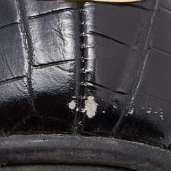 Pre Owned Jimmy Choo Black Croc Embossed Leather Morse Ballet Flats Size 39