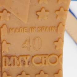 Pre Owned Jimmy Choo Blue Suede Prova Wedge Sandals Size 40  