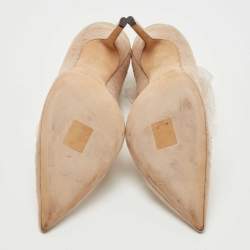 Pre Owned Jimmy Choo Beige Lace And Mesh Lavish Pointed Toe Pumps Size 39