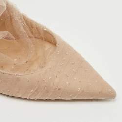 Pre Owned Jimmy Choo Beige Lace And Mesh Lavish Pointed Toe Pumps Size 39