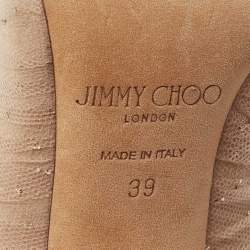 Pre Owned Jimmy Choo Beige Lace And Mesh Lavish Pointed Toe Pumps Size 39