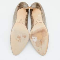 مملوكة مسبقًا Jimmy Choo Grey Water Snake Leather Gilbert Pumps Size 37