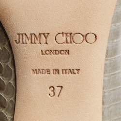 مملوكة مسبقًا Jimmy Choo Grey Water Snake Leather Gilbert Pumps Size 37